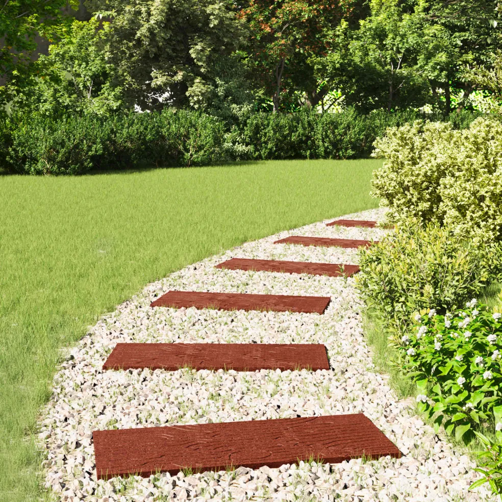 vidaXL Stapsteen 6 st Rood 60,5 x 25 x 2 cm Rubber