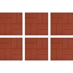 vidaXL Stapsteen 6 st Rood 40,5 x 40,5 x 2 cm Rubber