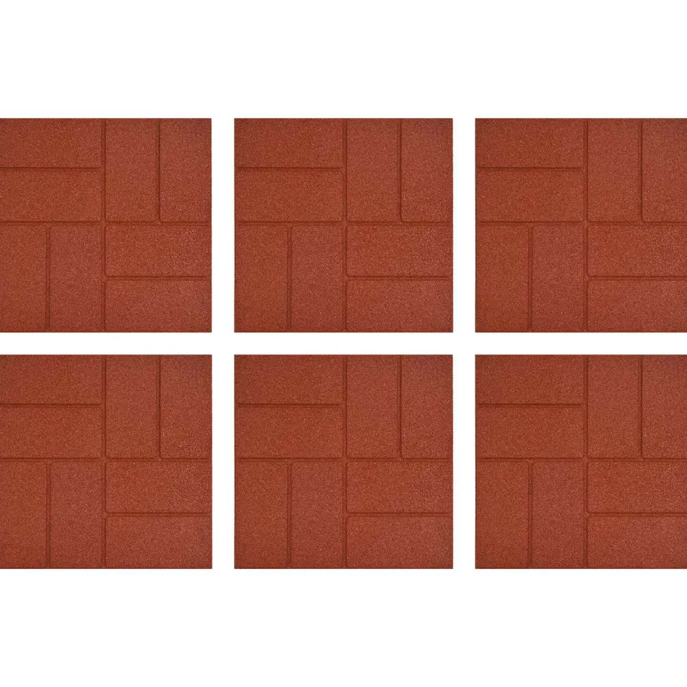 vidaXL Stapsteen 6 st Rood 40,5 x 40,5 x 2 cm Rubber