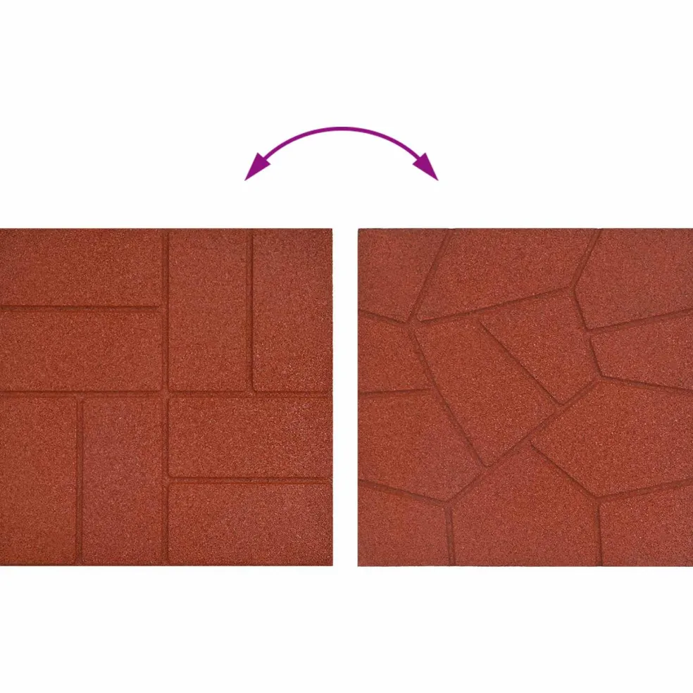 vidaXL Stapsteen 6 st Rood 40,5 x 40,5 x 2 cm Rubber