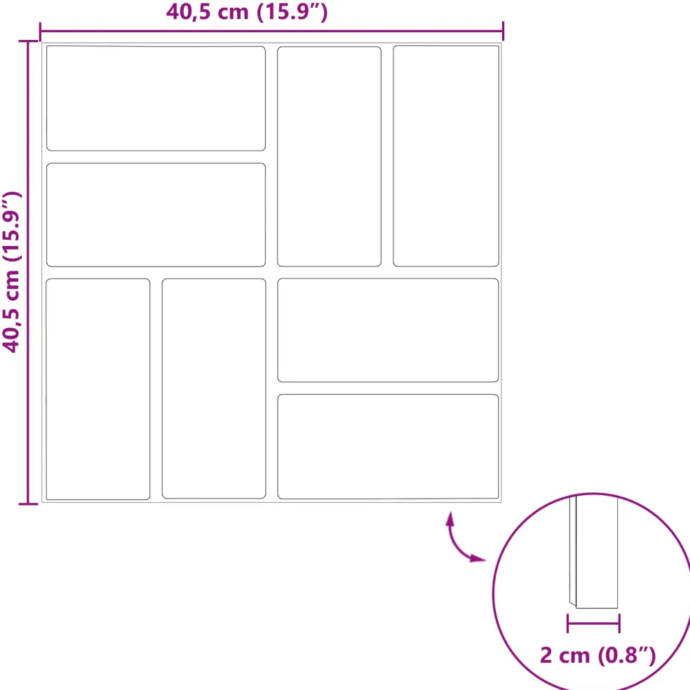 vidaXL Stapsteen 6 st Zwart 40,5 x 40,5 x 2 cm Rubber