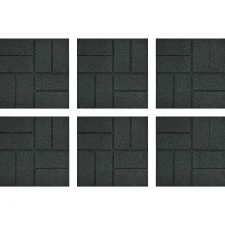 vidaXL Stapsteen 6 st Zwart 40,5 x 40,5 x 2 cm Rubber