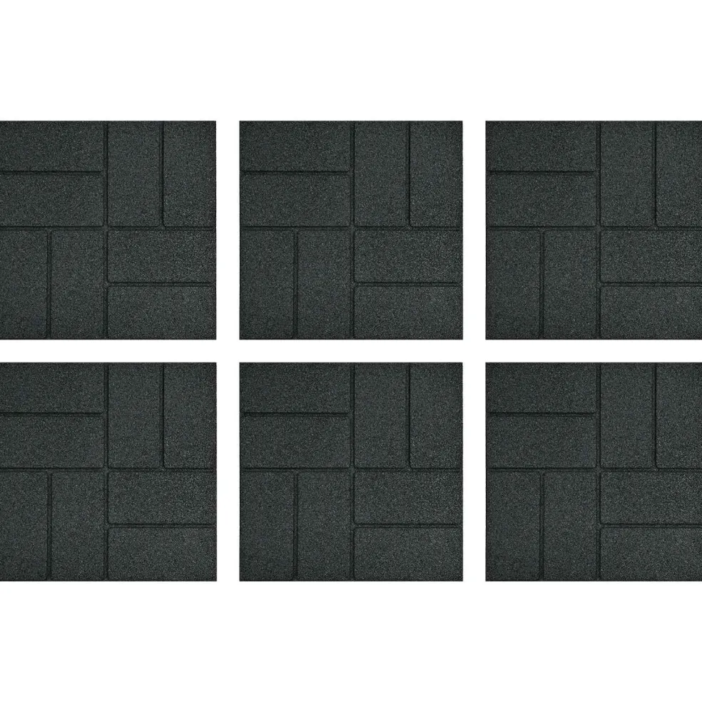 vidaXL Stapsteen 6 st Zwart 40,5 x 40,5 x 2 cm Rubber