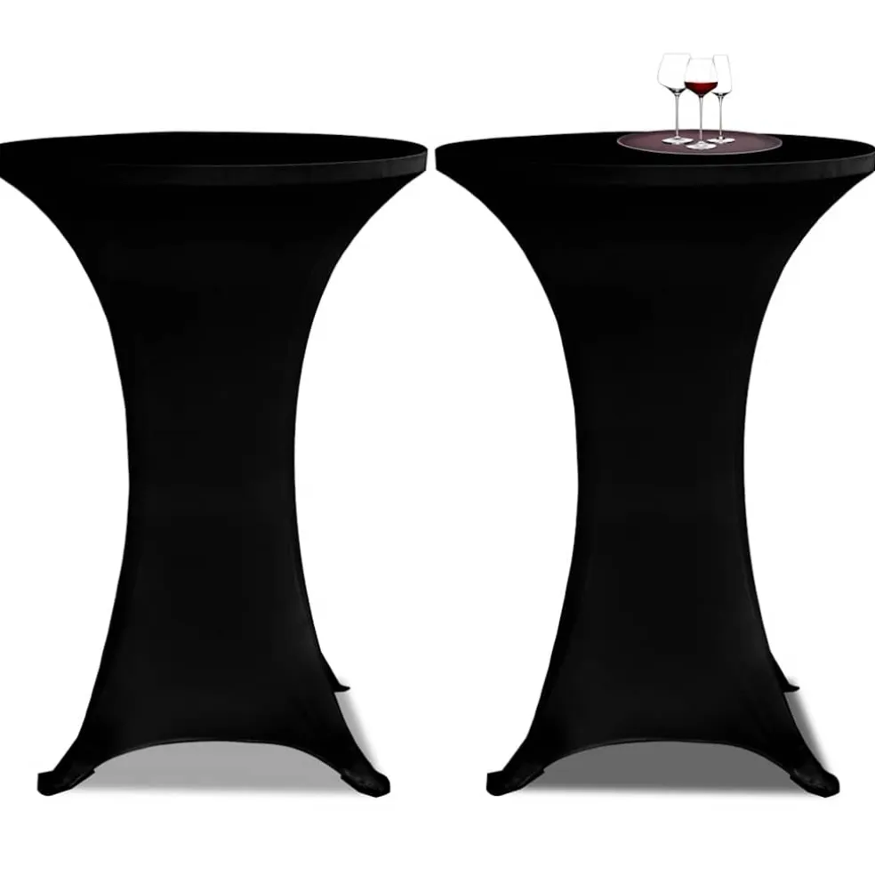 vidaXL Statafelhoes Stretch Ø60cm Zwart (2 stuks)