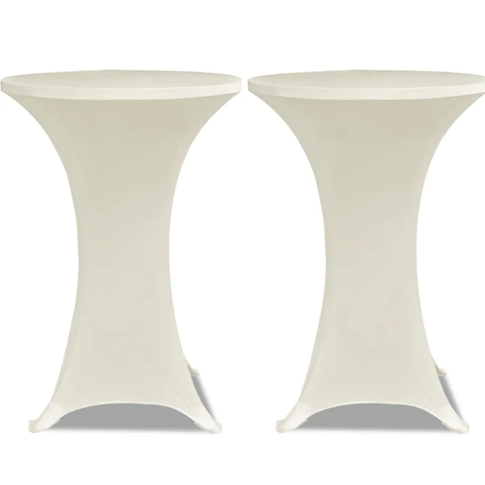 vidaXL Statafelhoes Stretch Ø60cm Crème (2 stuks)