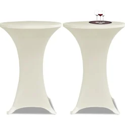vidaXL Statafelhoes Stretch Ø60cm Crème (2 stuks)