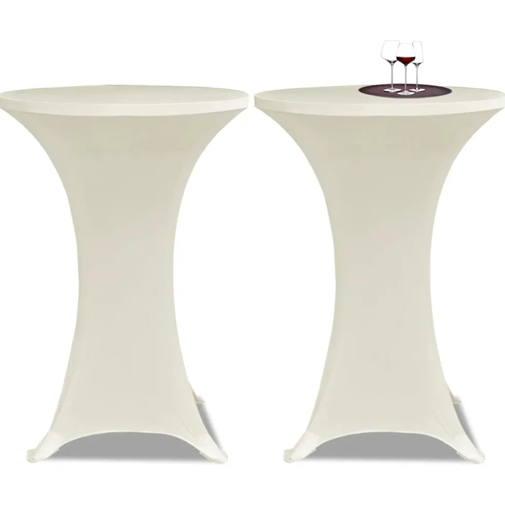 vidaXL Statafelhoes Stretch Ø60cm Crème (2 stuks)