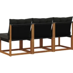 vidaXL 3 st Buitenzitmiddelsofa Massief acaciahout en Textilene Stof
