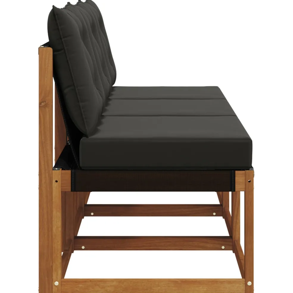 vidaXL 3 st Buitenzitmiddelsofa Massief acaciahout en Textilene Stof