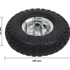 vidaXL Steekwagenwielen 4,10/3,50-4 (260x83) rubber 2 st