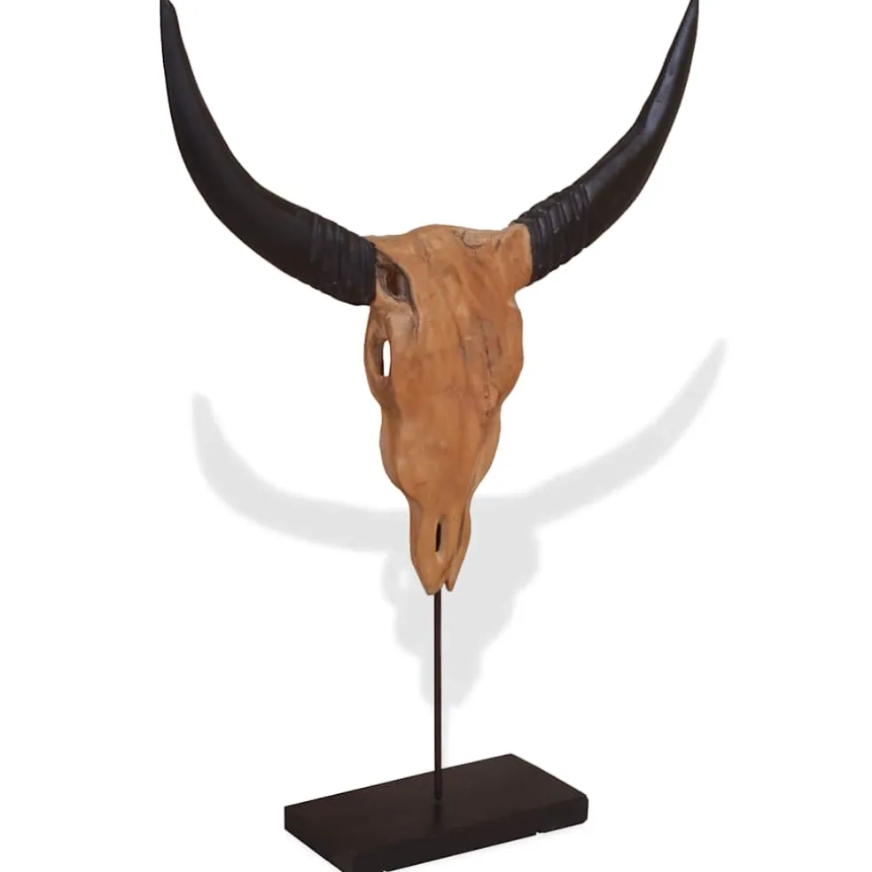 vidaXL Stierenbeeld 66x15x88 cm teakhout
