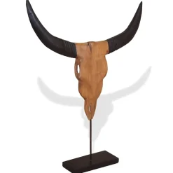 vidaXL Stierenbeeld 66x15x88 cm teakhout
