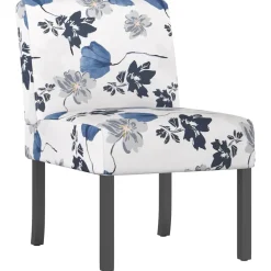 vidaXL Stoel gebloemd stof blauw