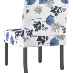 vidaXL Stoel gebloemd stof blauw