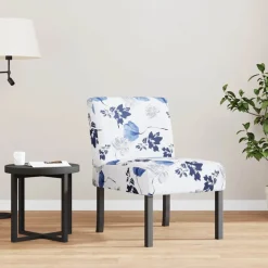 vidaXL Stoel gebloemd stof blauw
