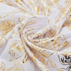 vidaXL Stoelhoezen 6 st recht stretch wit met gouden opdruk