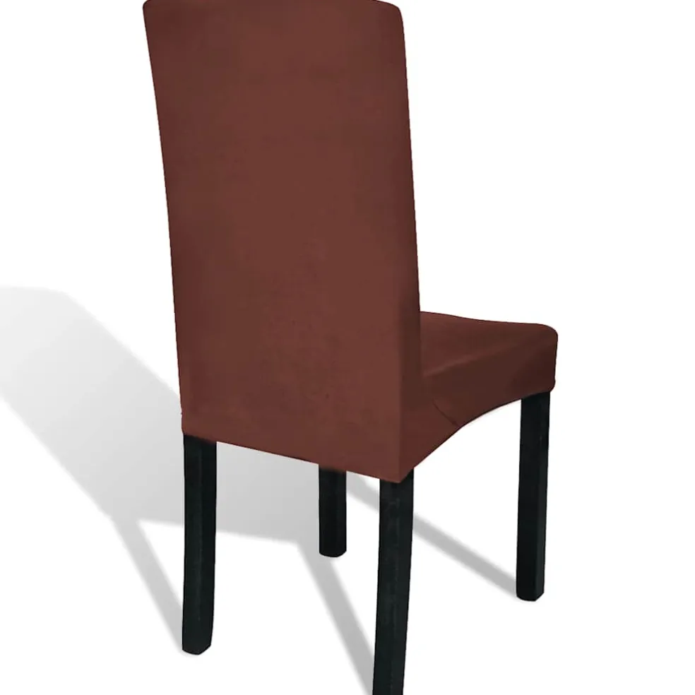 vidaXL Stoelhoezen 6 st stretch recht bruin