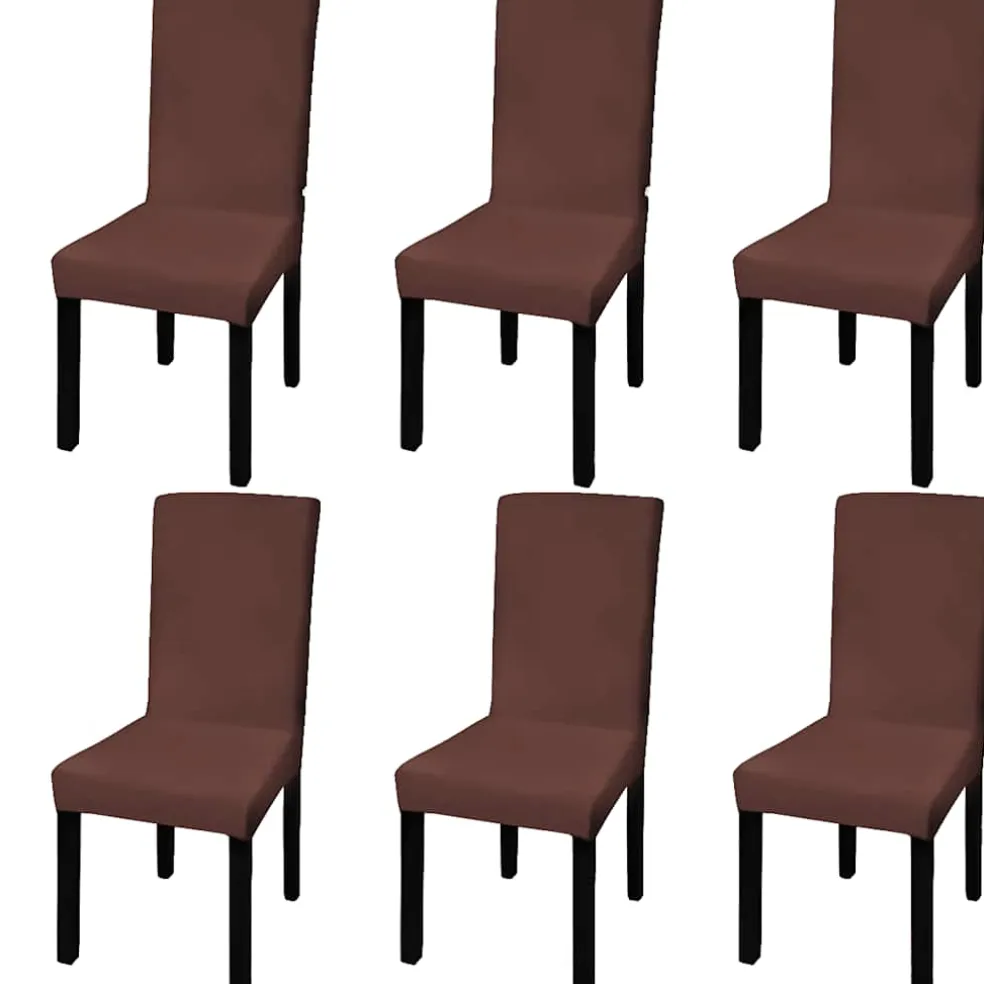 vidaXL Stoelhoezen 6 st stretch recht bruin