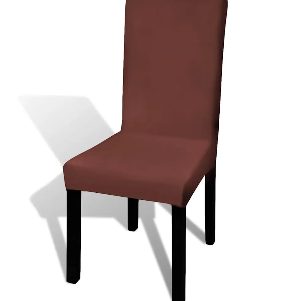 vidaXL Stoelhoezen 6 st stretch recht bruin