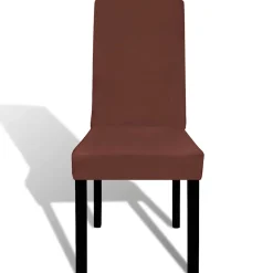 vidaXL Stoelhoezen 6 st stretch recht bruin
