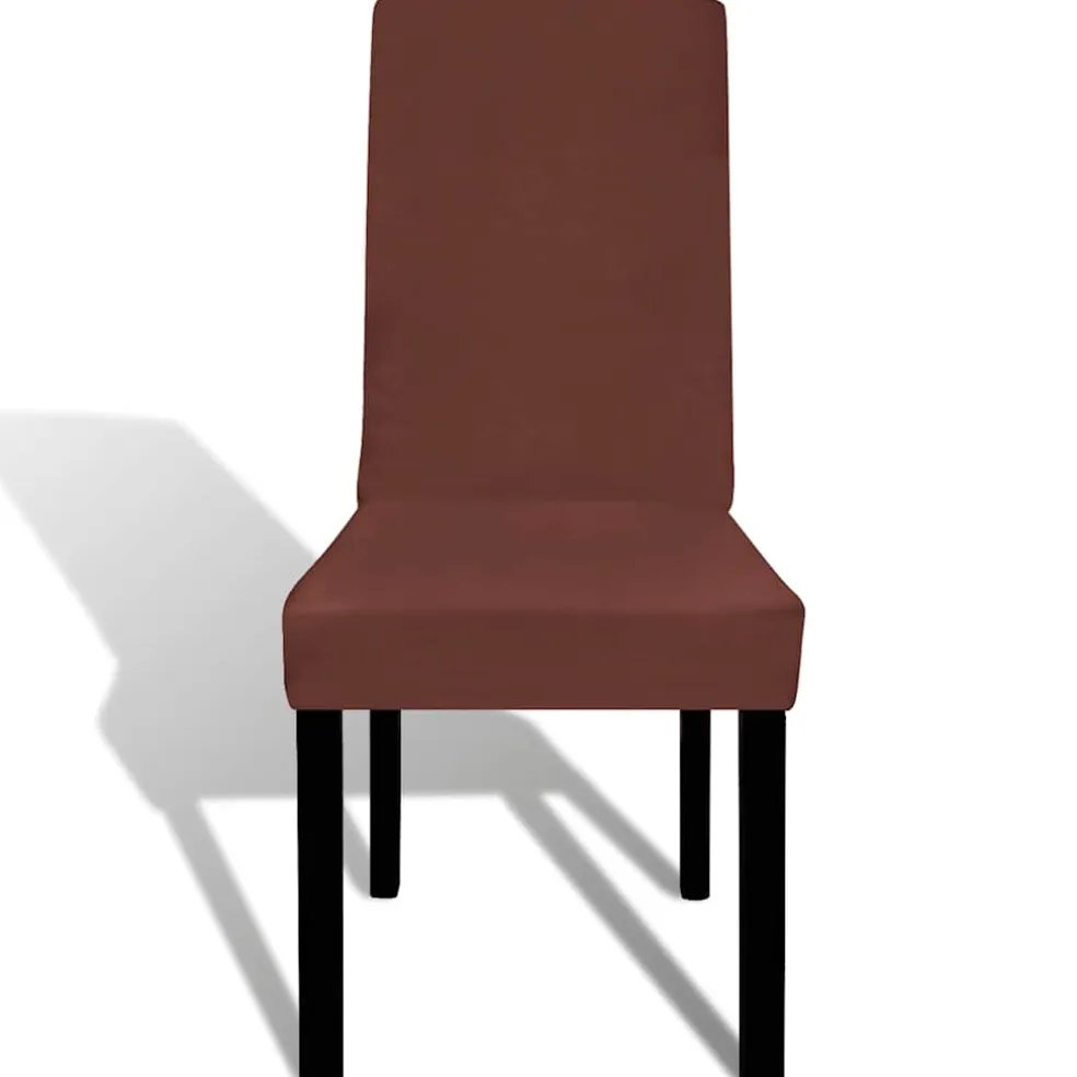 vidaXL Stoelhoezen 6 st stretch recht bruin