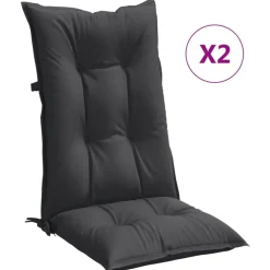 vidaXL Stoelkussens 2 st hoge rug 120x50x7 cm stof gemêleerd antraciet