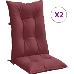 vidaXL Stoelkussens 2 st hoge rug 120x50x7 cm stof gemêleerd wijnrood