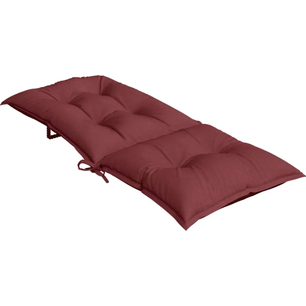 vidaXL Stoelkussens 2 st hoge rug 120x50x7 cm stof gemêleerd wijnrood