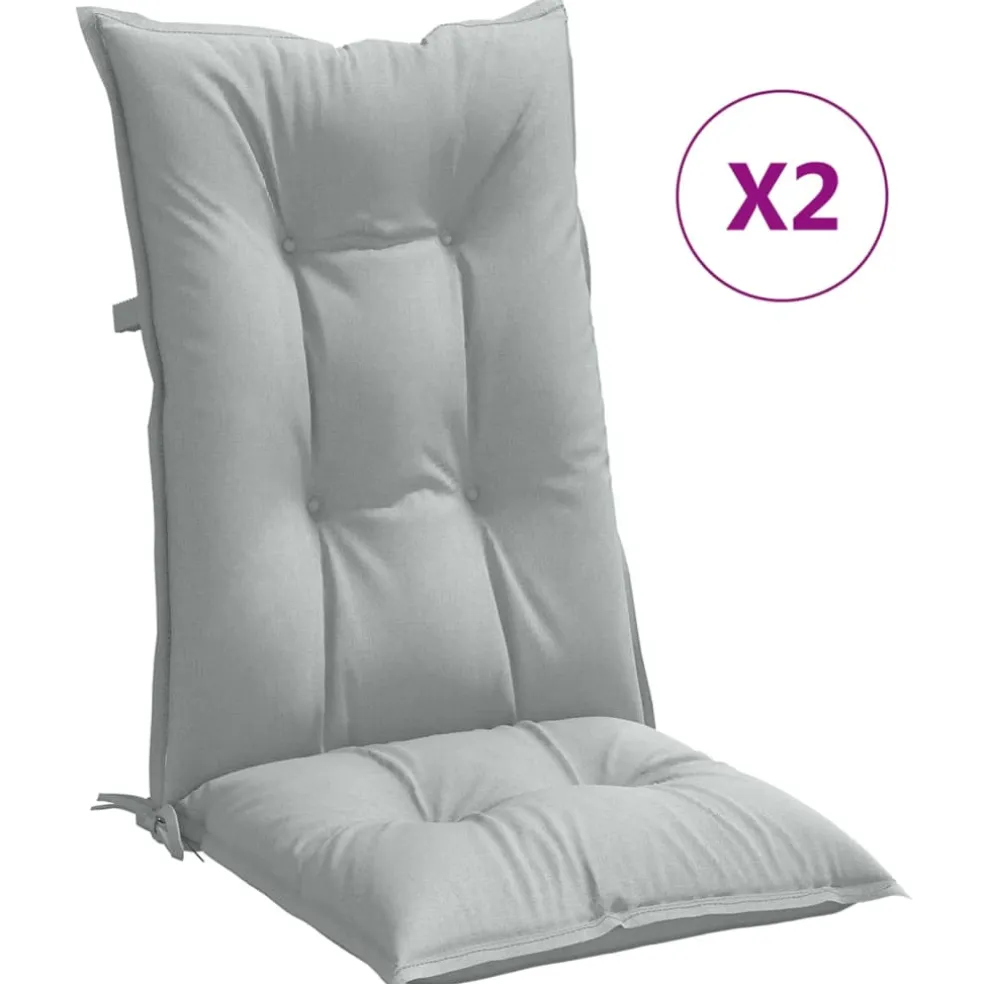 vidaXL Stoelkussens 2 st hoge rug 120x50x7 cm stof lichtgrijs