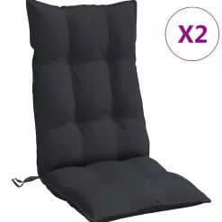 vidaXL Stoelkussens 2 st hoge rug oxford stof zwart