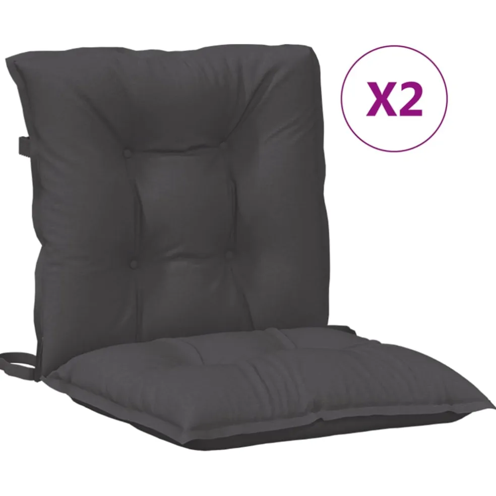 vidaXL Stoelkussens 2 st lage rug 100x50x7 cm stof gemêleerd antraciet