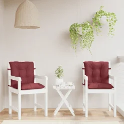 vidaXL Stoelkussens 2 st lage rug 100x50x7 cm stof gemêleerd wijnrood