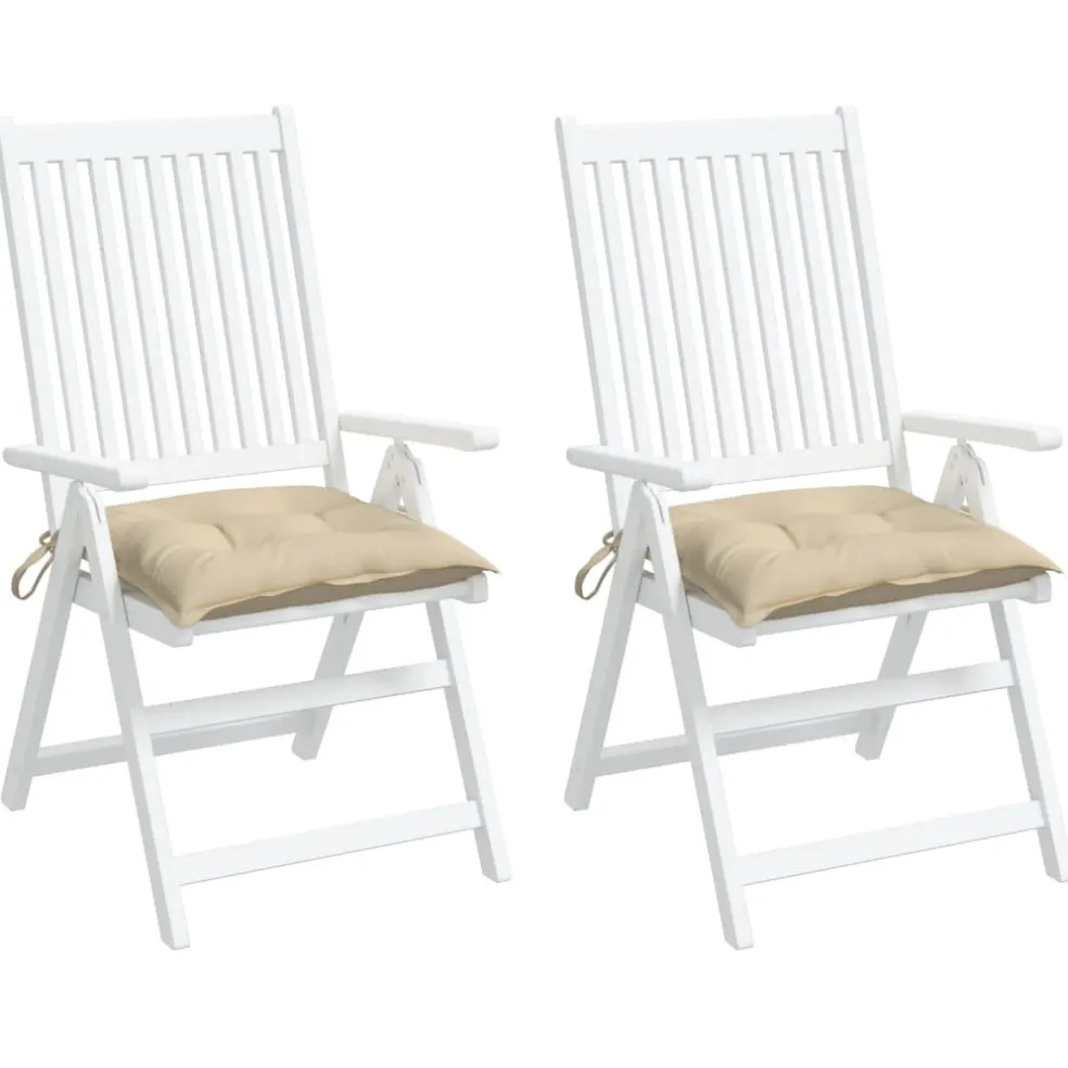 vidaXL Stoelkussens 2 st 40x40x7 cm oxford stof beige