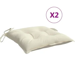 vidaXL Stoelkussens 2 st 40x40x7 cm stof crèmewit