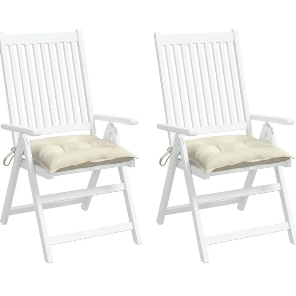 vidaXL Stoelkussens 2 st 40x40x7 cm stof crèmewit