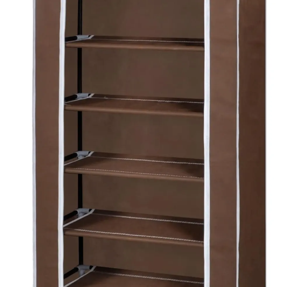 vidaXL Stoffen schoenenrek met hoes 162 x 57 x 29 cm bruin