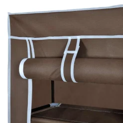 vidaXL Stoffen schoenenrek met hoes 162 x 57 x 29 cm bruin