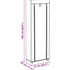 vidaXL Stoffen schoenenrek met hoes 162 x 57 x 29 cm bruin