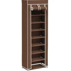 vidaXL Stoffen schoenenrek met hoes 162 x 57 x 29 cm bruin