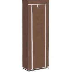 vidaXL Stoffen schoenenrek met hoes 162 x 57 x 29 cm bruin