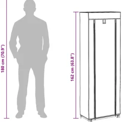 vidaXL Stoffen schoenenrek met hoes 162 x 57 x 29 cm bruin