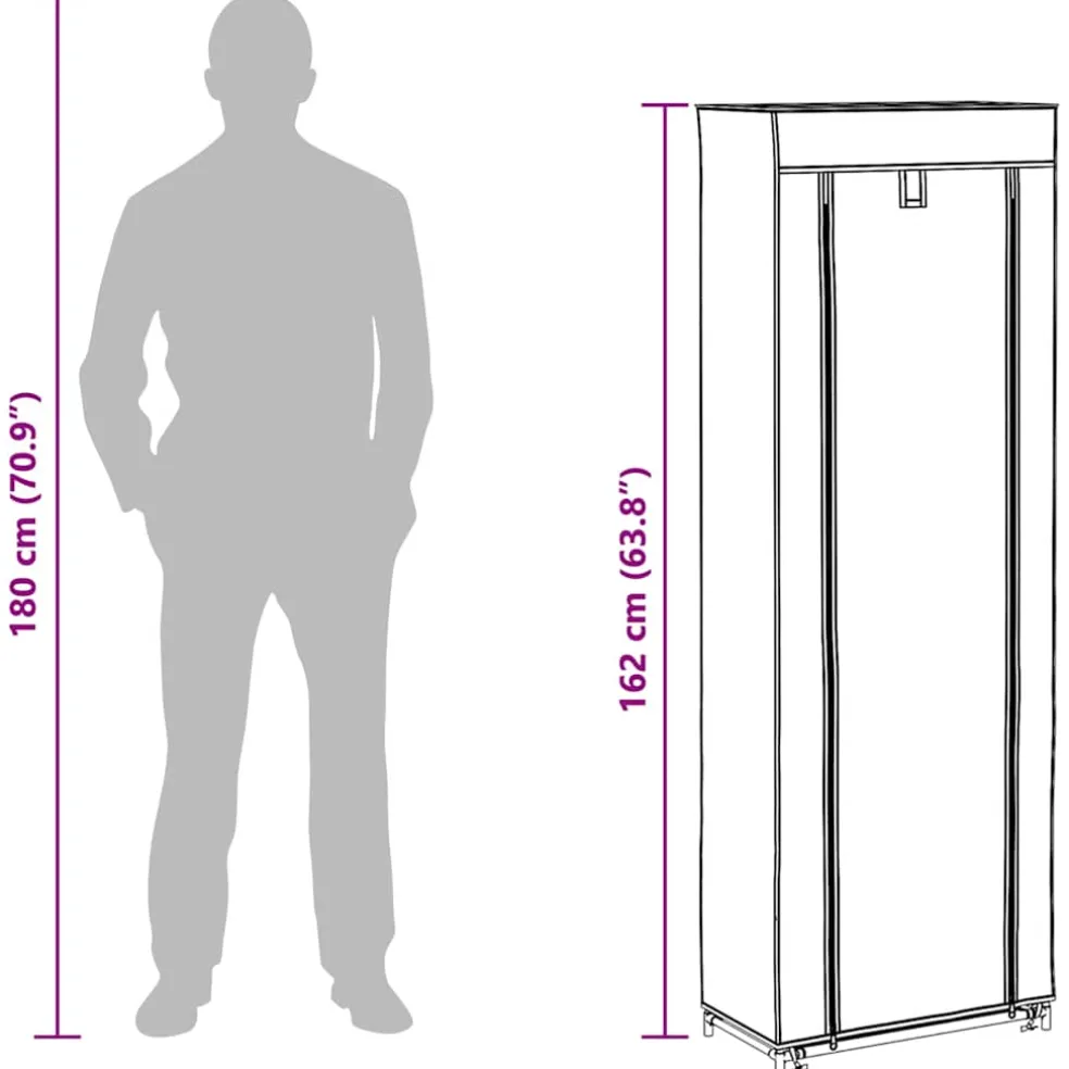 vidaXL Stoffen schoenenrek met hoes 162 x 57 x 29 cm bruin