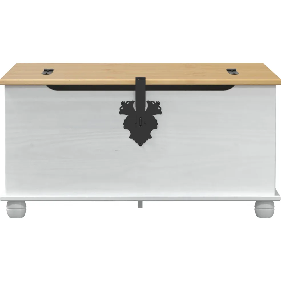 vidaXL storage box met lade Wit 90 x 78 x 45 cm Massief grenenhout