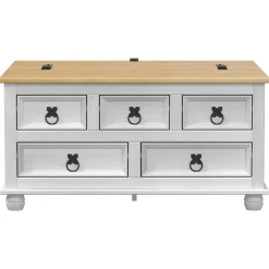 vidaXL storage box met lade Wit 90 x 78 x 45 cm Massief grenenhout