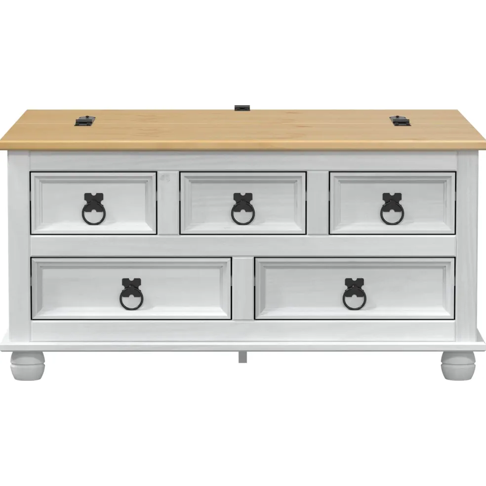 vidaXL storage box met lade Wit 90 x 78 x 45 cm Massief grenenhout