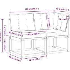 vidaXL 2 st Outdoor Midden- en Hoeksalon Naturel
