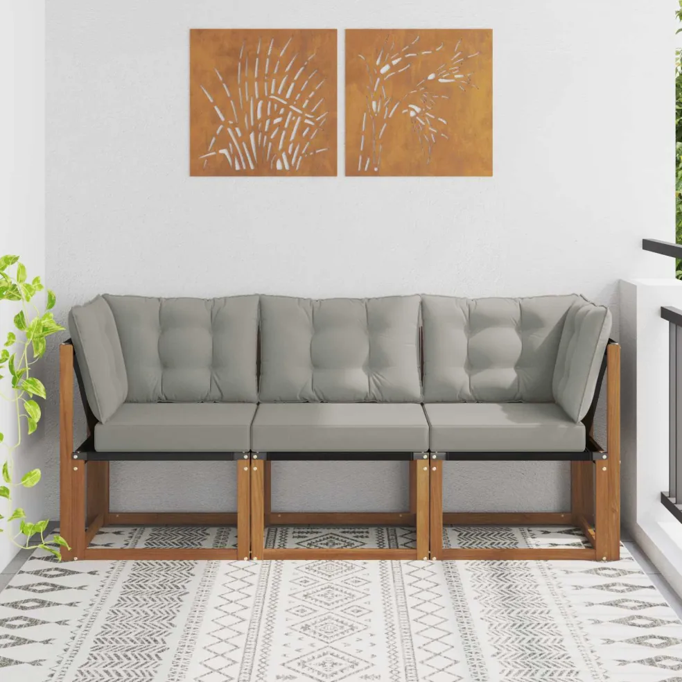 vidaXL 3 st Outdoor Midden- en Hoeksalon Naturel