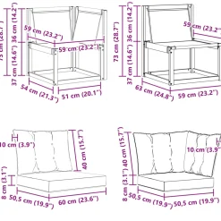 vidaXL 3 st Outdoor Midden- en Hoeksalon Naturel