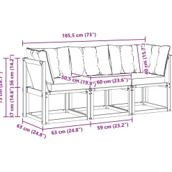 vidaXL 3 st Outdoor Midden- en Hoeksalon Naturel