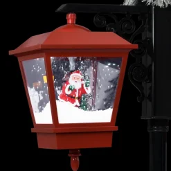 vidaXL Straatlantaarn met kerstman 81x40x188 cm PVC zwart en rood